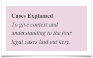 Cases Explained
To give context and understanding to the four legal cases laid out here.